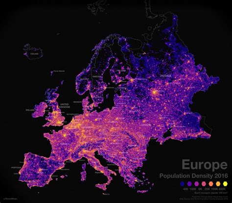 Europe Population Density 2016 - Maps on the Web