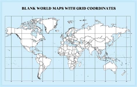 Printable Blank World Maps With Grid Coordinates | Blank world map, Map ...