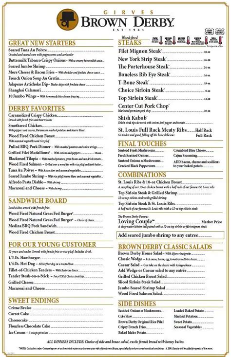 Girves Brown Derby Menu, Menu for Girves Brown Derby, Mentor, Cleveland ...