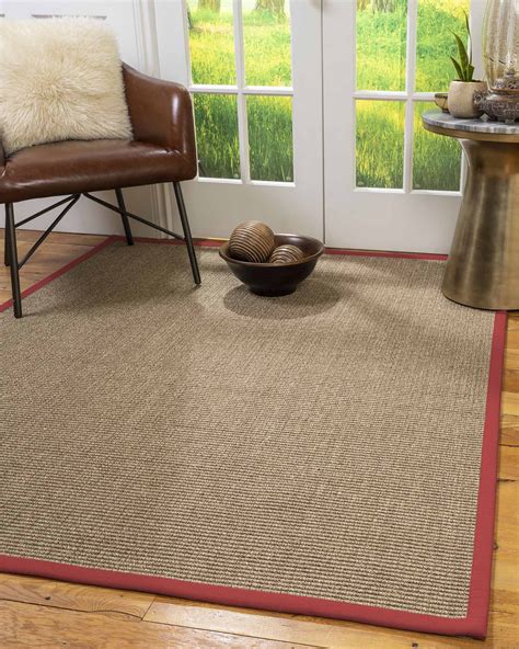 Natural Area Rugs Sandstone Custom Sisal Rug, 5' x 8', Oval Red Border - Walmart.com - Walmart.com