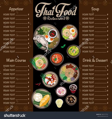 Menu Thai Food Design Template Graphic Stock Vector (Royalty Free) 1007777731