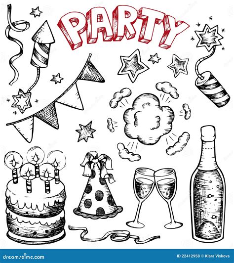 Party Drawings Collection 1 Stock Vector - Illustration of firecracker, fireworks: 22412958