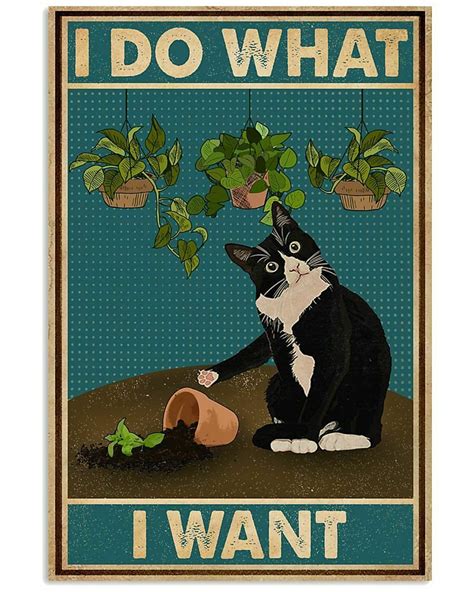 I Do What I Want Tuxedo Cat Gardening Poster Art Print Decor | Etsy