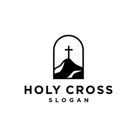 holy cross logo icon .hill and mountain with holy christian cross logo ...