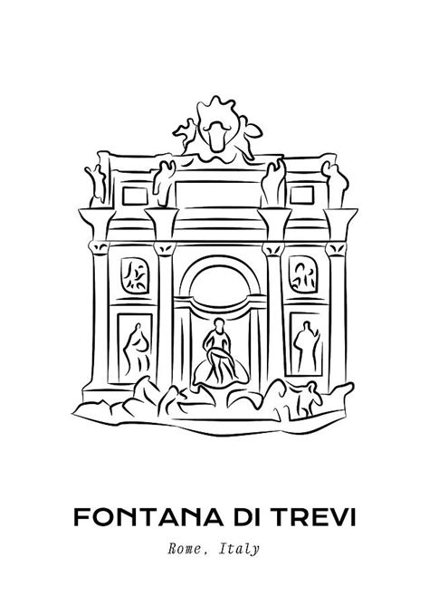 Fontana di Trevi Illustration Digital Art by Murellos Design - Pixels