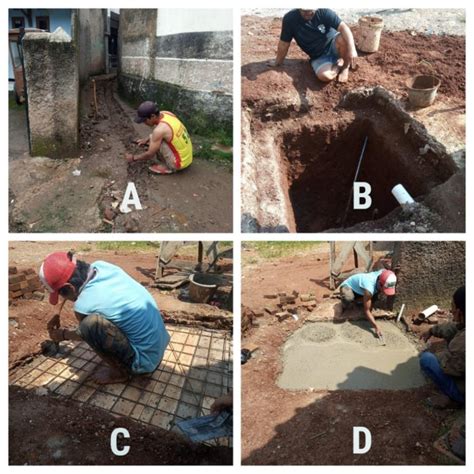 The process of making infiltration wells (A) the process of making ...