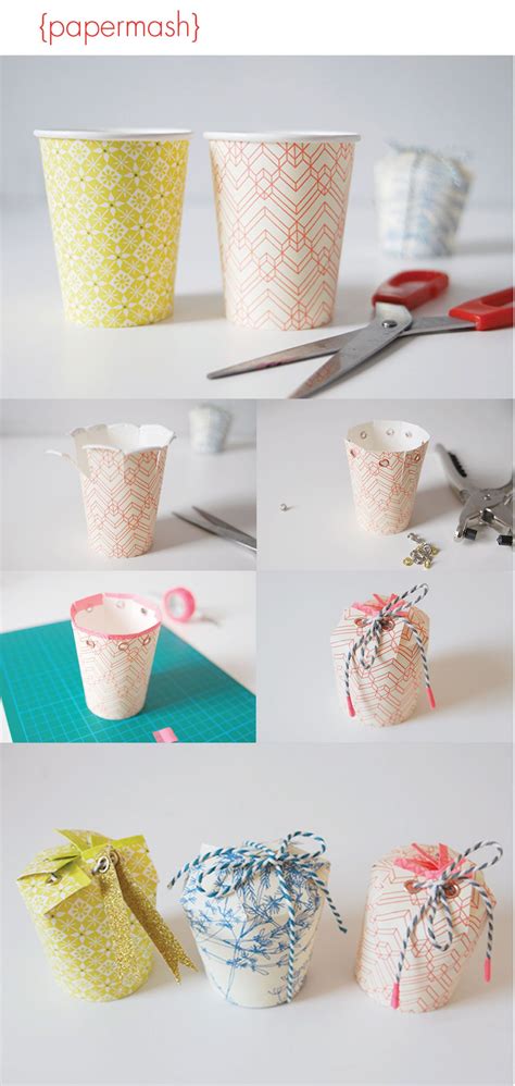 Paper cup gift boxes | Geschenke basteln, Schachtel falten, Kleine ...