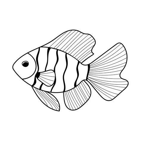 Premium Vector | Vector illustration of fish in doodle style coloring icon print sublimation ...