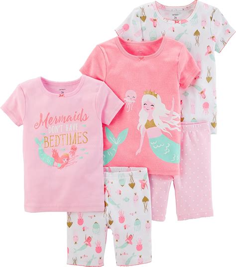 Amazon.com: Carter's Girls' Toddler 5-Piece Cotton Snug-fit Pajamas ...