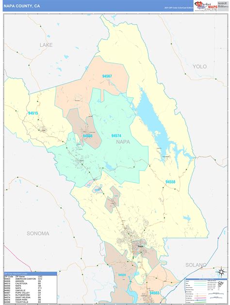 Napa County, CA Wall Map Color Cast Style by MarketMAPS - MapSales