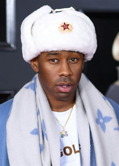 Tyler The Creator Was Hiding Leopard Print Hair Under His Big Fuzzy Hat At The Grammys