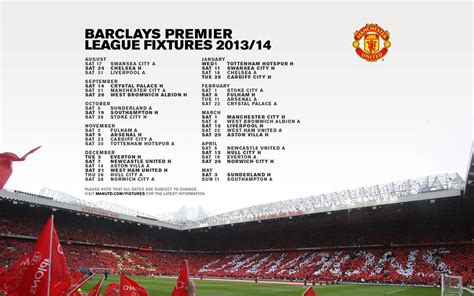 Manchester United Premier League Fixtures 2013-2014 | Manchester United ...