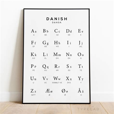 Danish Alphabet Print, Language Learning Wall Art – Typelab