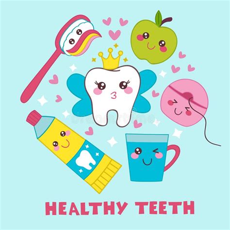 Dental Poster with Tooth Fairy Stock Vector - Illustration of floss ...