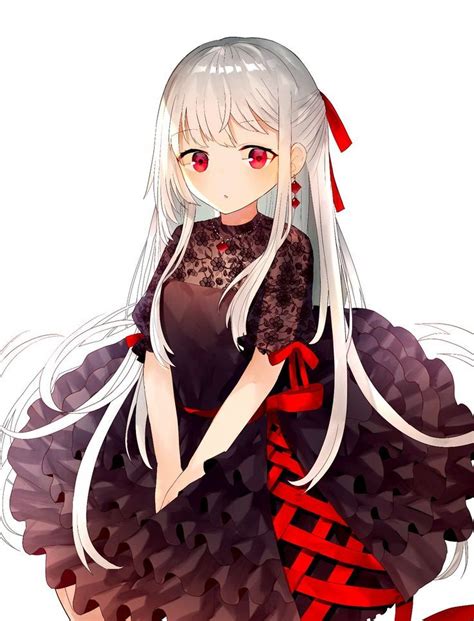 Anime Girl With Silver Hair And Red Eyes