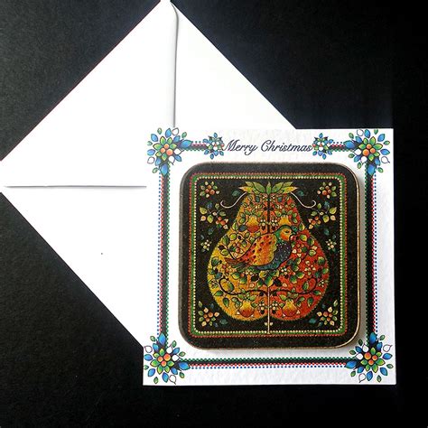 Christmas Partridge in a Pear Tree Coaster Card | Decorque Cards