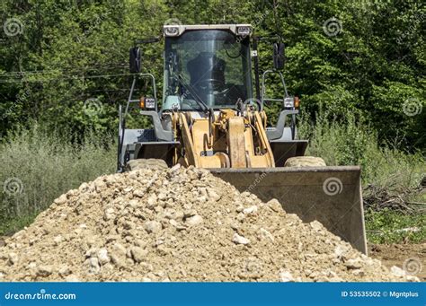 Bulldozer on Construction Site Stock Photo - Image of heavy, scoop ...