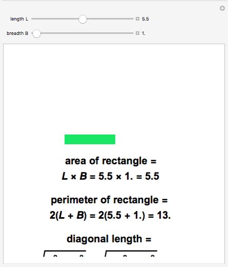 Calculating Area, Perimeter, and Diagonal Length of a Rectangle - Wolfram Demonstrations Project