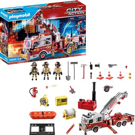 Playmobil 70935 Rescue Vehicles Fire Engine With Tower Ladder ...