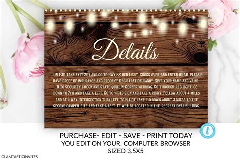 Details Card Details Card Template Printable Information | Etsy