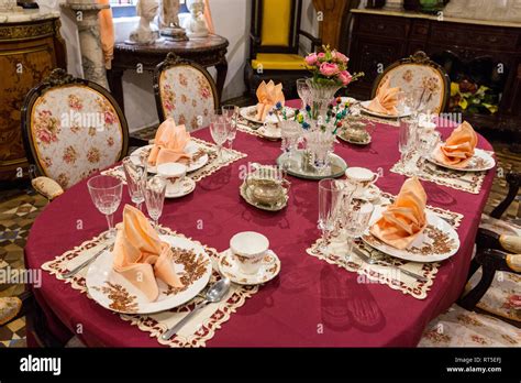 Peranakan Mansion, Small Dining Room Table Setting, George Town, Penang, Malaysia Stock Photo ...