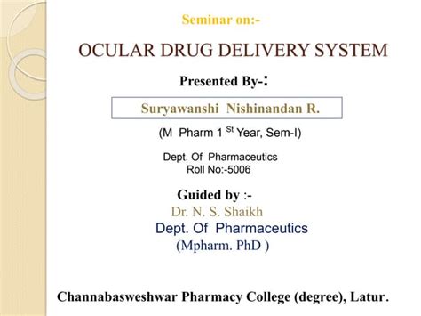 Ocular Drug Delivery Seminar | PPT