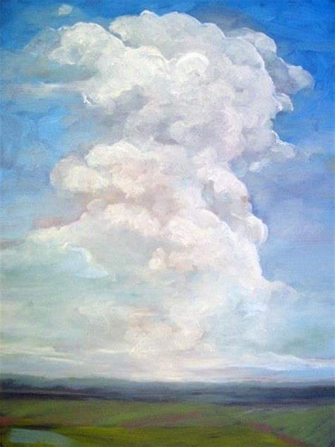 Large clouds blue sky landscape farmland original oil painting | Apple Arts