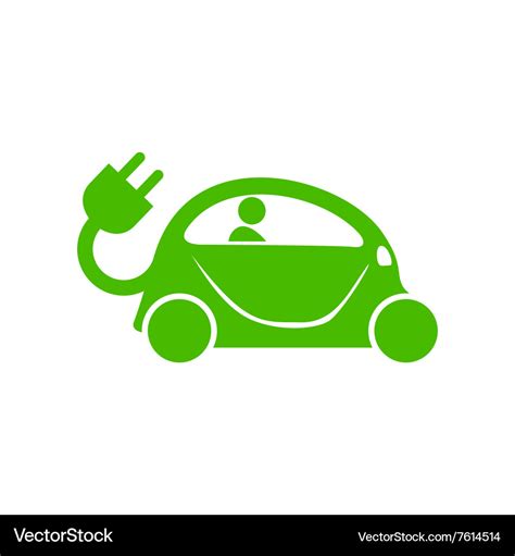 Green electric car icon simple style Royalty Free Vector