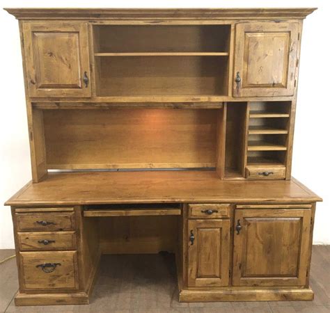 Sold at Auction: Rustic Traditional Style Pine Office Desk & Hutch