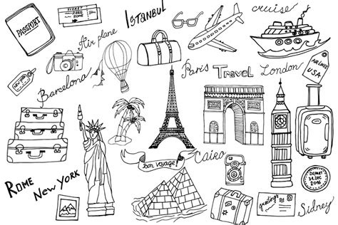 Doodle Travel clipart (38194) | Illustrations | Design Bundles