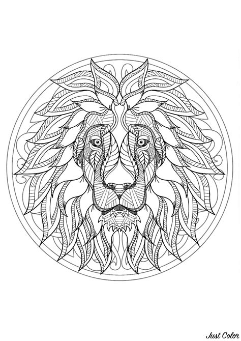 Complex Mandala coloring page with majestic Lion head 1 - Difficult Mandalas (for adults) - 100% ...