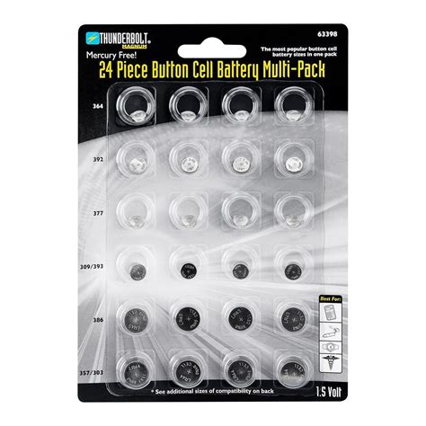 Button Cell Battery Assortment, 24 Piece