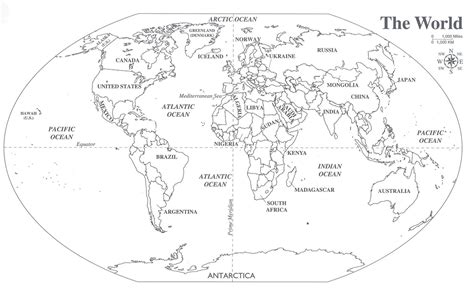 Политическая контурная карта мира для печати а4