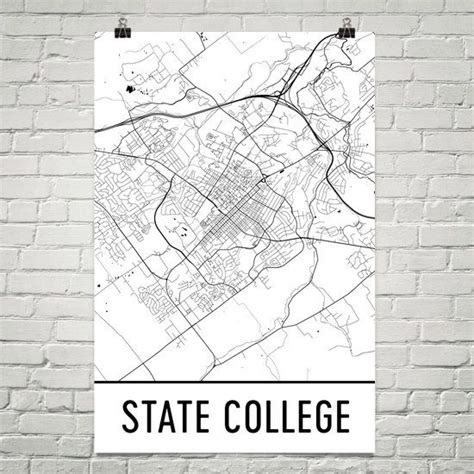 State College Map State College Art State College Print - Etsy | State college, College wall art ...