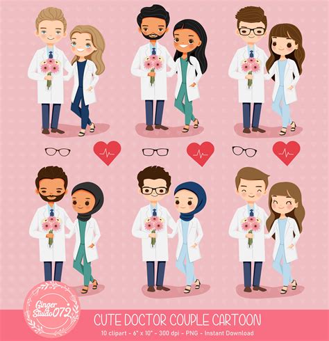 Cute Doctor Couple Clipart cute Couple Cartoon Clipart | Etsy | Cute couple cartoon, Couple ...