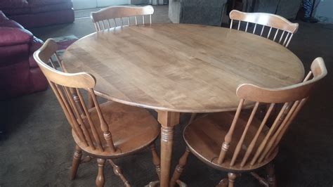 S Bent & Bros. Solid Maple Dining Table with 4 Windsor Chairs | InstAppraisal