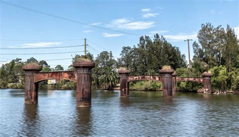 Cockle Creek, NSW Ruins of Old Train Bridge Australia Stock Image - Image of trains, panorama ...