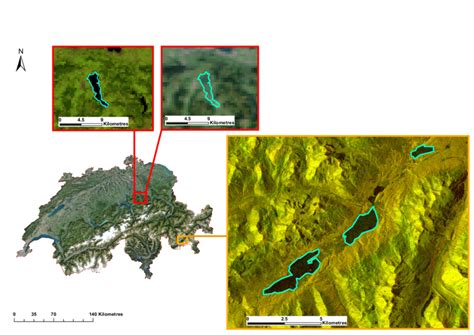 On the orthophoto map of Switzerland, the geographic locations of the ...