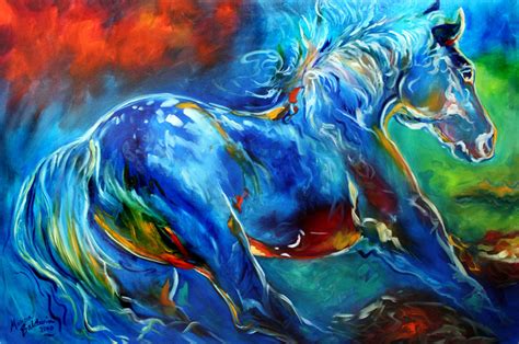 American Art Moves!: HORSE ABSTRACT ORIGINAL OIL PAINTING "CAPTURED WILD STALLION" by MARCIA BALDWIN