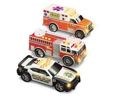 Kids Emergency Toy Cars Police Ambulance Fire Truck Lights & Sound 3 Piece Set | eBay