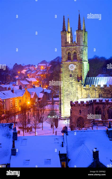 Cathedral of the Peak in snow, Tideswell, Peak District National Park ...