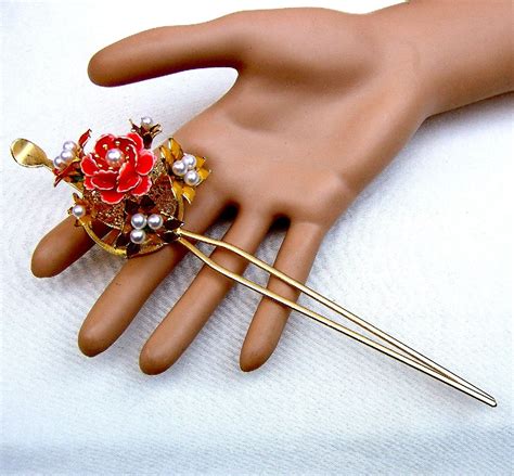 Vintage Japanese kanzashi hairpin hair accessory hair pick | Hair accessories jewelry, Kanzashi ...