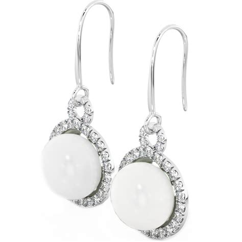 925 Sterling Silver Earrings White Freshwater Pearl Drop Earrings