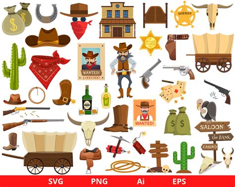 Cowboy Clipart Wild West Clipart Western Clipart Skull Bull - Etsy Hong ...