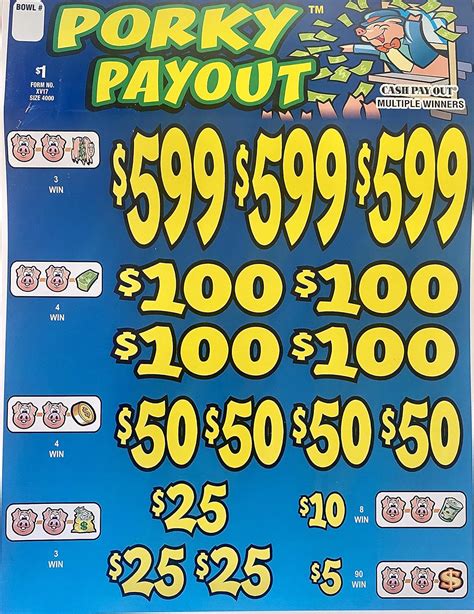 Amazon.com : Porky Payout Instant Bingo Pull Tabs ($1) Instant Winners ($599) : Toys & Games