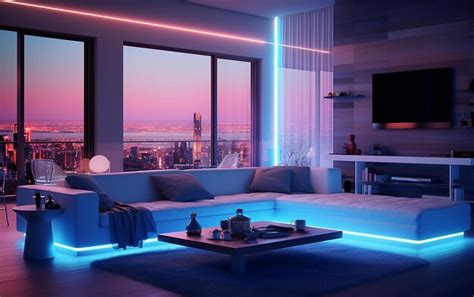 Premium Photo | Modern Living Room with Light Neon Color Palette