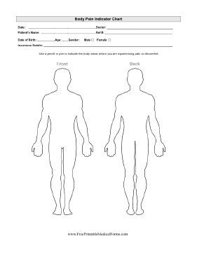 Printable Body Pain Indicator Chart