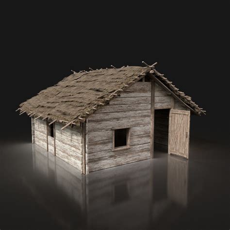 3D model aaa wooden thatched cottage - TurboSquid 1555921