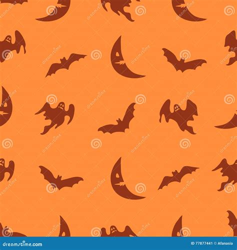 Vector Orange Halloween Background Stock Vector - Illustration of seamless, silhouette: 77877441