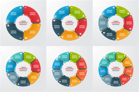 Set of pie chart templates | Creative Other Presentation Software Templates ~ Creative Market